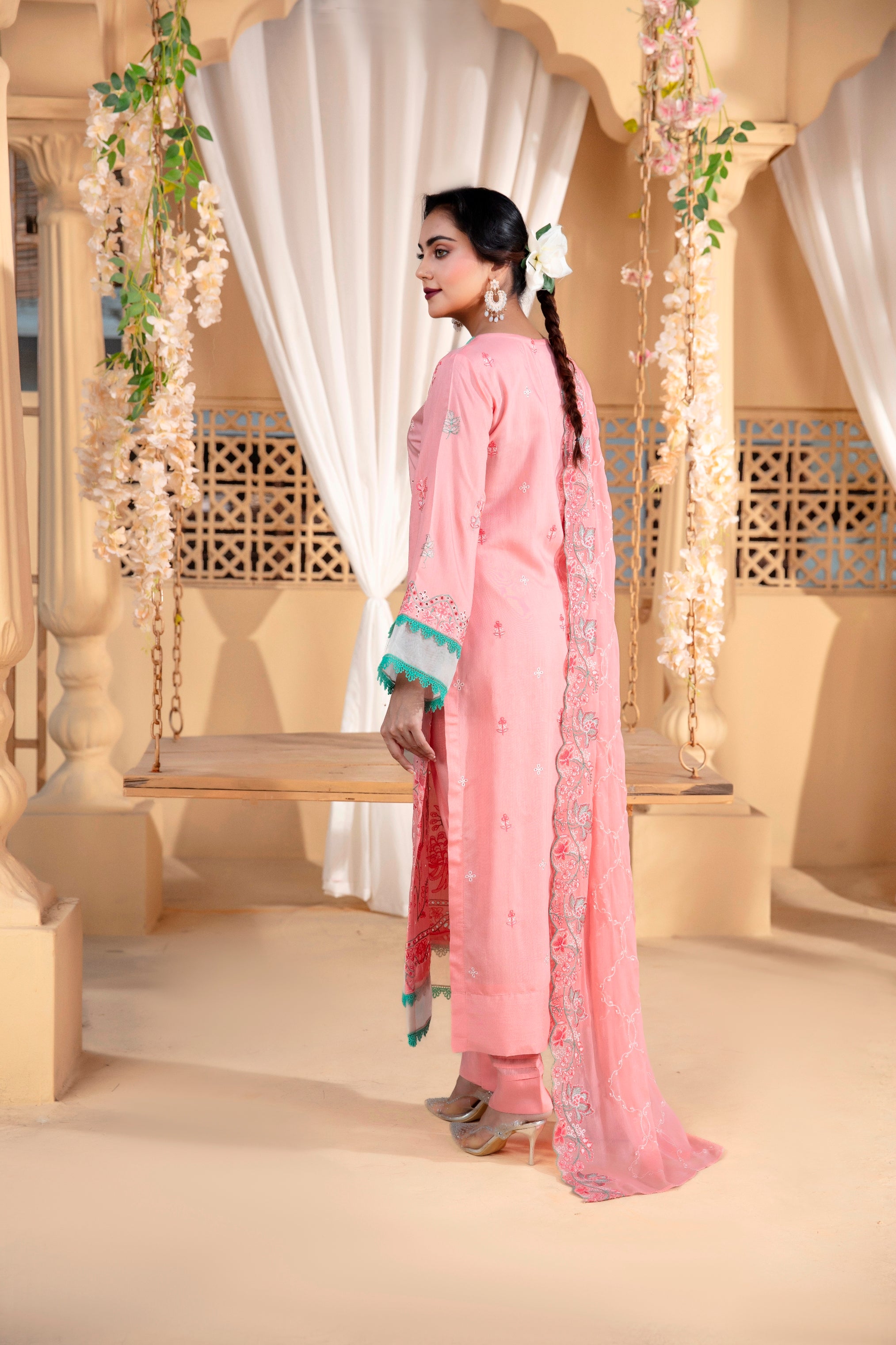 3-Pcs Luxury Embroidery Viscose Suit with Heavy Embroidery  Shirt Bamber Embroidery  Dupatta by Fiza Minahil (SN/1293.H)