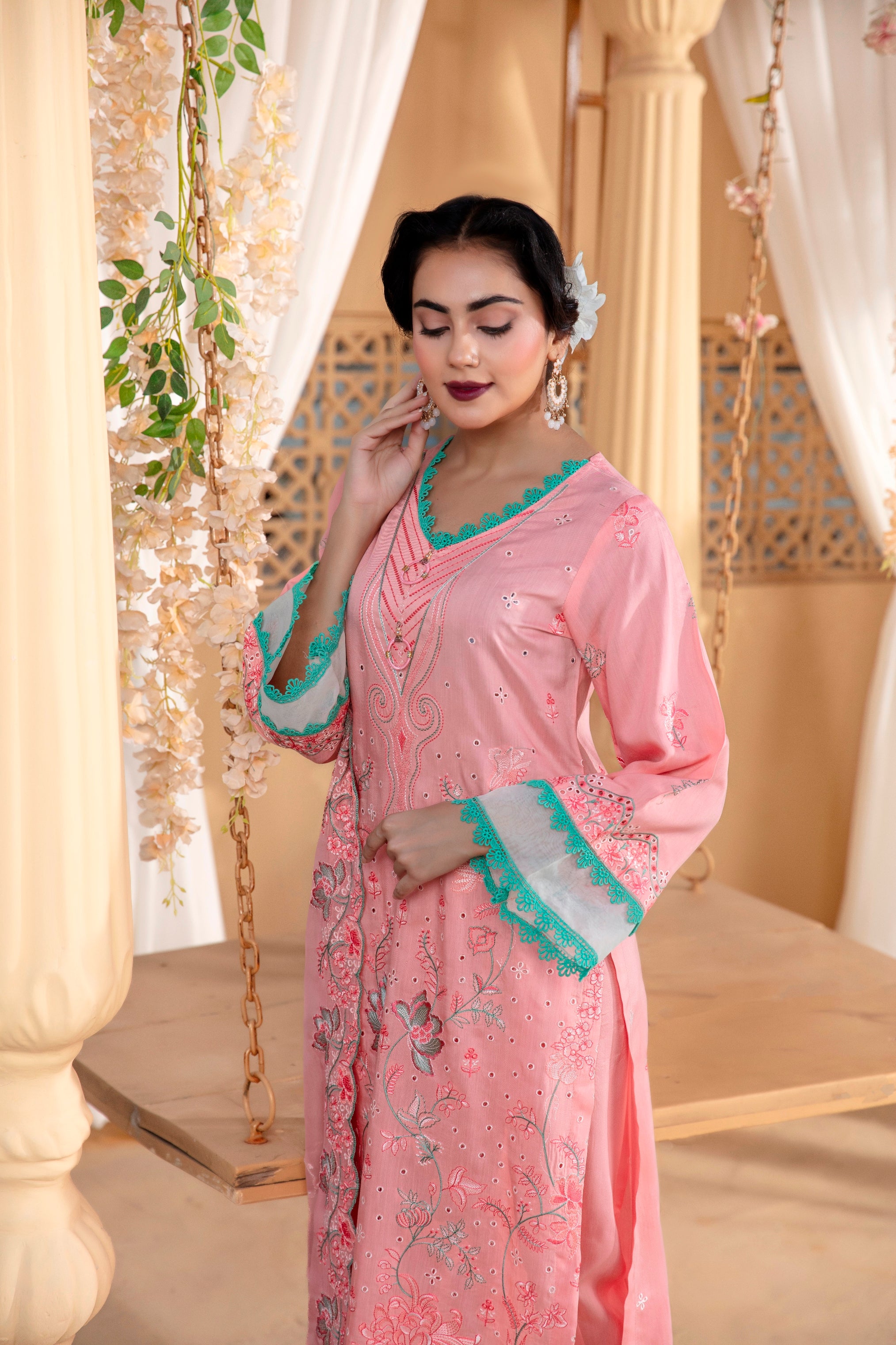 3-Pcs Luxury Embroidery Viscose Suit with Heavy Embroidery  Shirt Bamber Embroidery  Dupatta by Fiza Minahil (SN/1293.H)