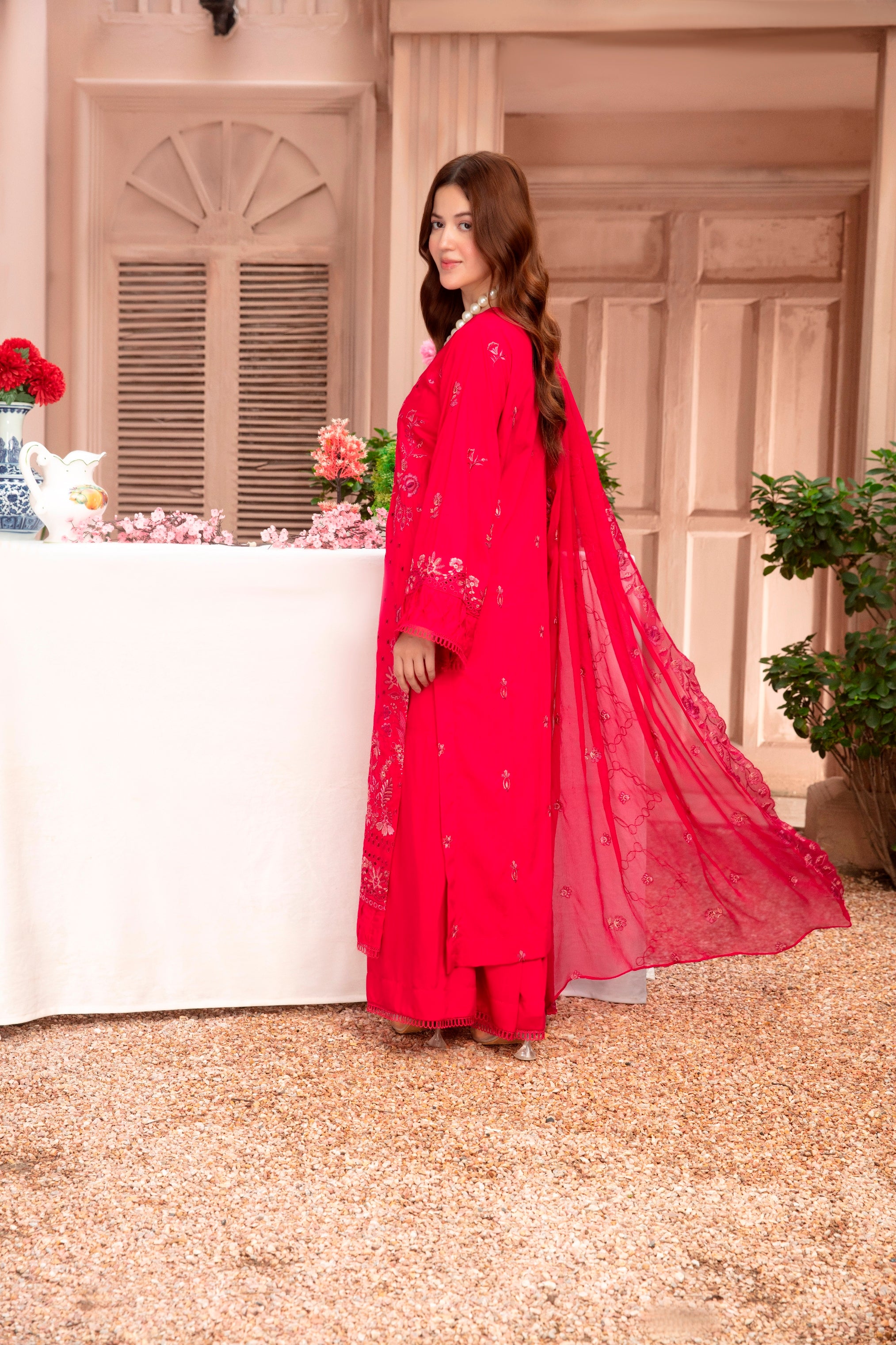 3-Pcs Luxury Embroidery Viscose Suit with Heavy Embroidery  Shirt Bamber Embroidery  Dupatta by Fiza Minahil (SN/1276)