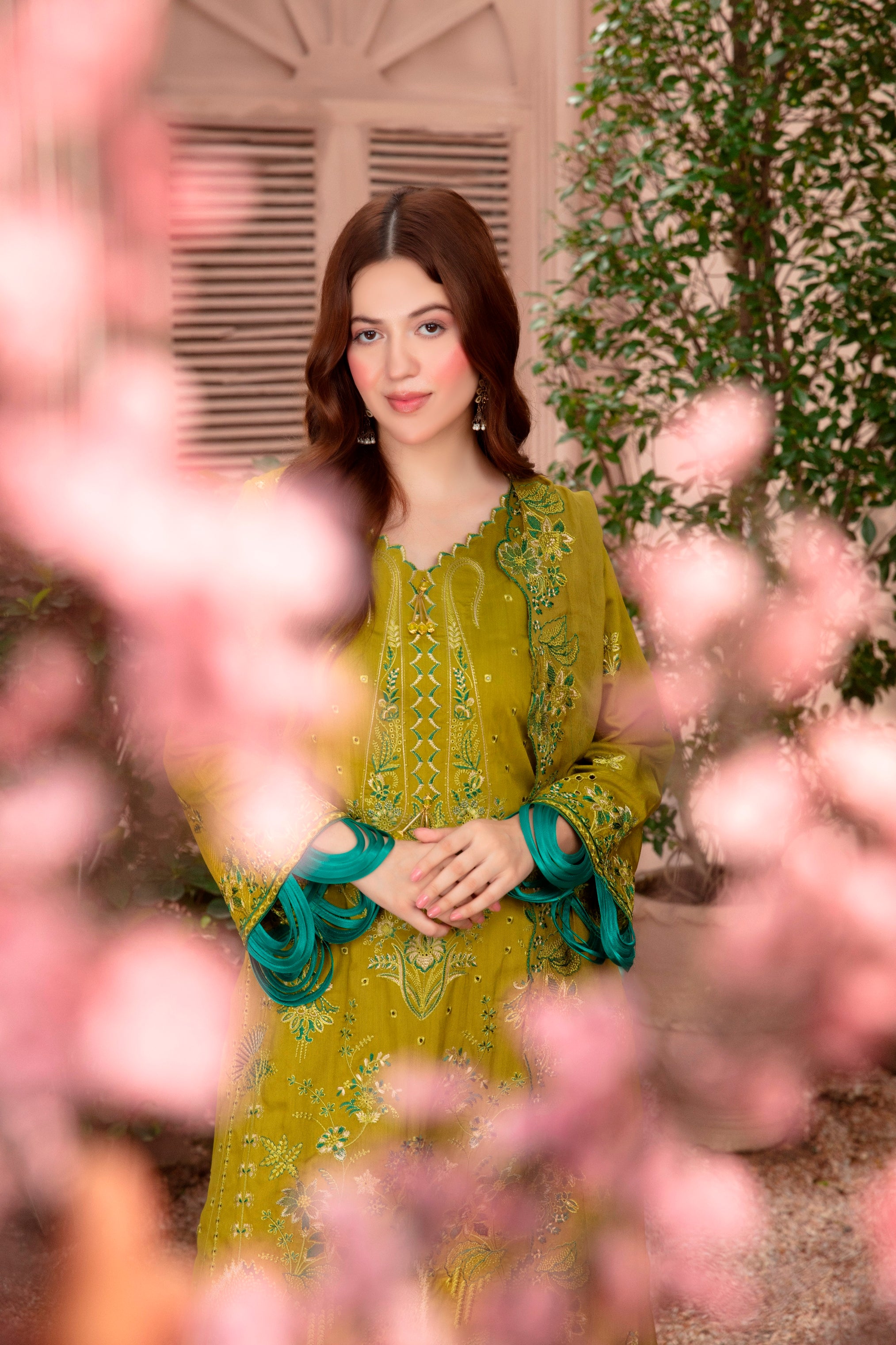3-Pcs Luxury Embroidery Viscose Suit with Heavy Embroidery  Shirt Bamber Embroidery  Dupatta by Fiza Minahil (SN/1273)