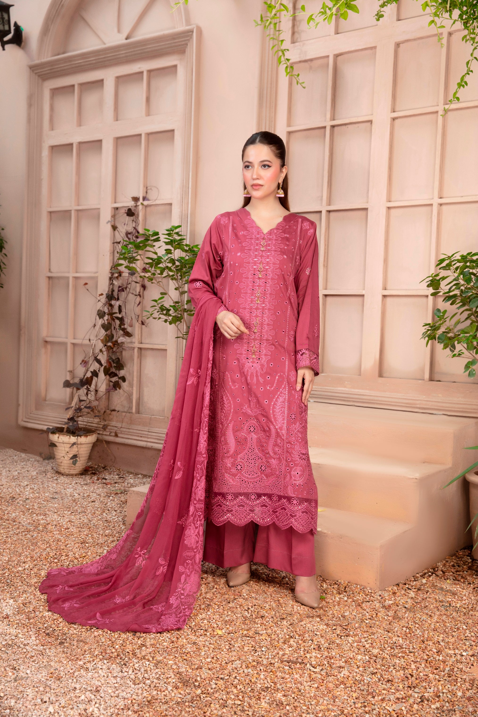 3-Pcs Luxury Embroidery Viscose Suit with Heavy Embroidery  Shirt Bamber Embroidery  Dupatta by Fiza Minahil (SN/1266)