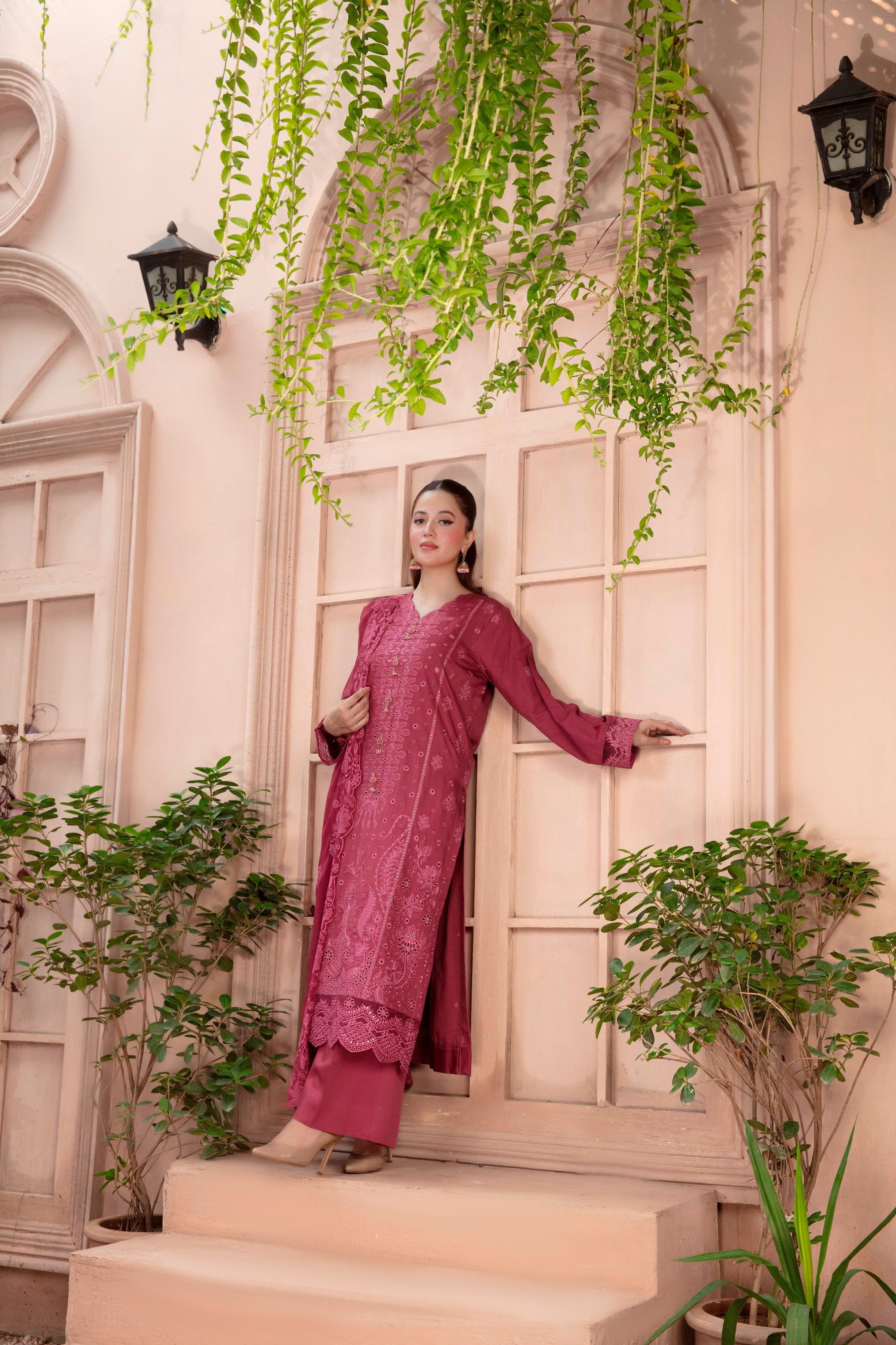 3-Pcs Luxury Embroidery Viscose Suit with Heavy Embroidery  Shirt Bamber Embroidery  Dupatta by Fiza Minahil (SN/1266)