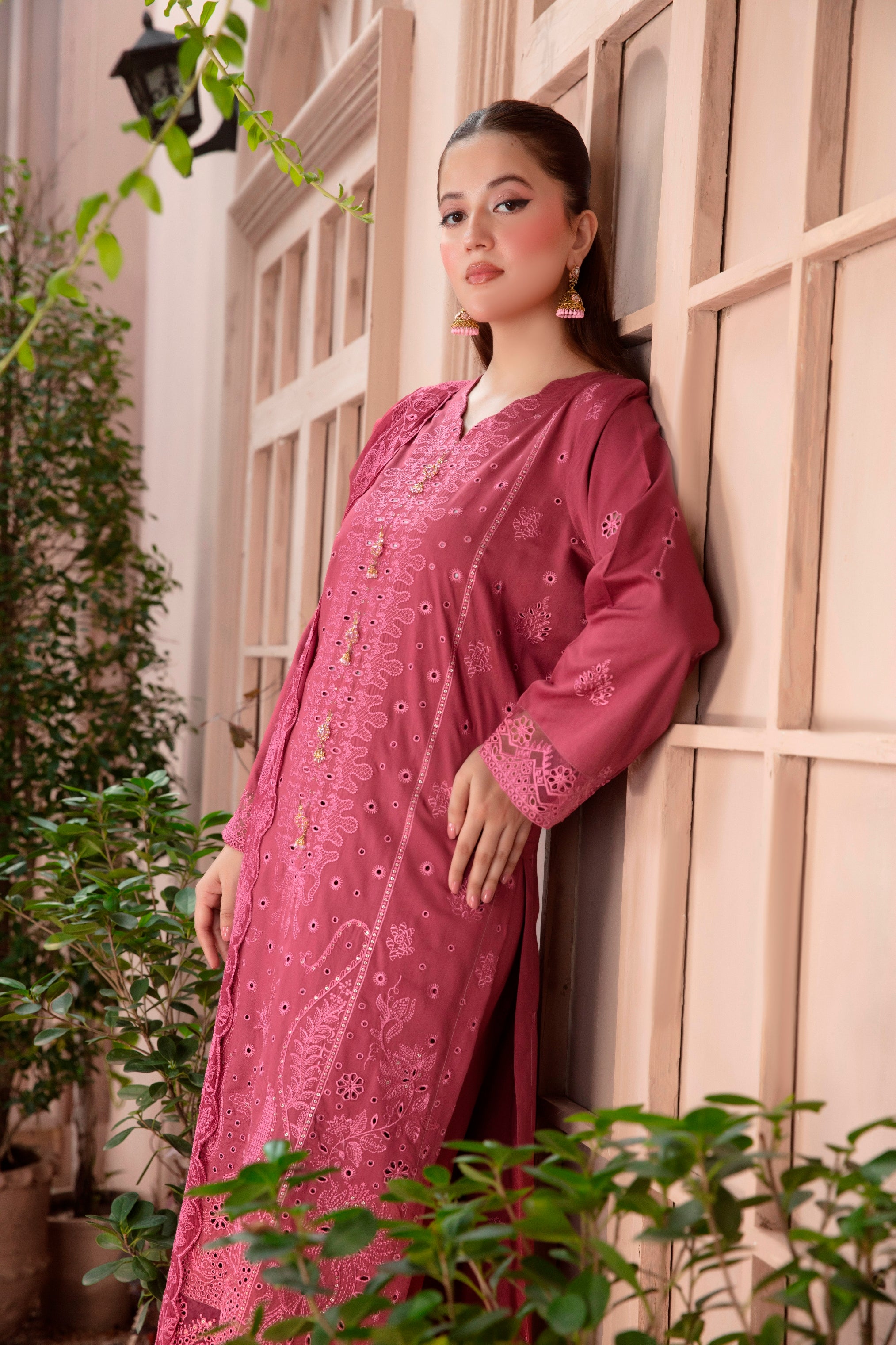 3-Pcs Luxury Embroidery Viscose Suit with Heavy Embroidery  Shirt Bamber Embroidery  Dupatta by Fiza Minahil (SN/1266)