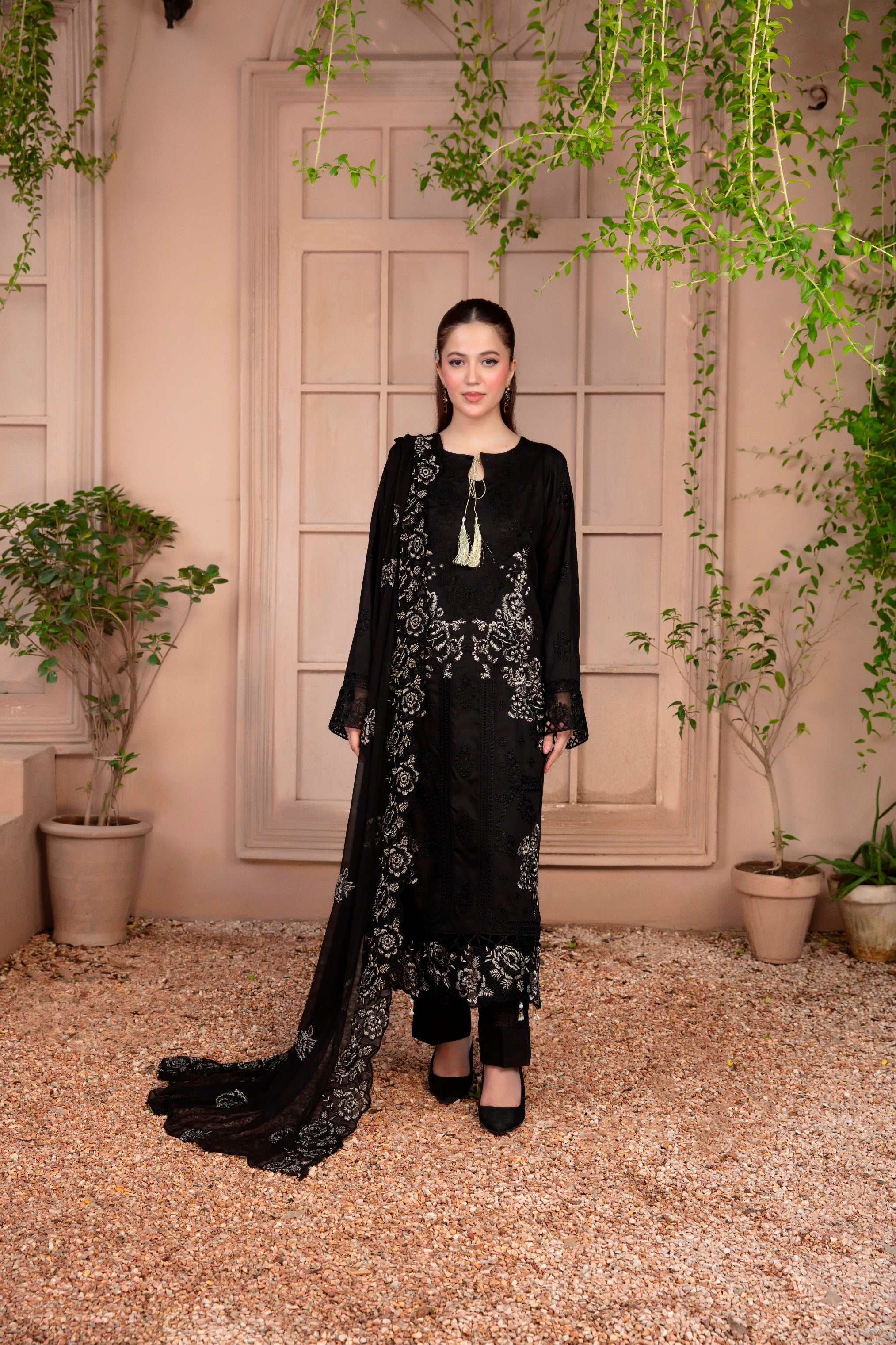 3-Pcs Luxury Embroidery Viscose Suit with Heavy Embroidery  Shirt Bamber Embroidery  Dupatta by Fiza Minahil (SN/1269)