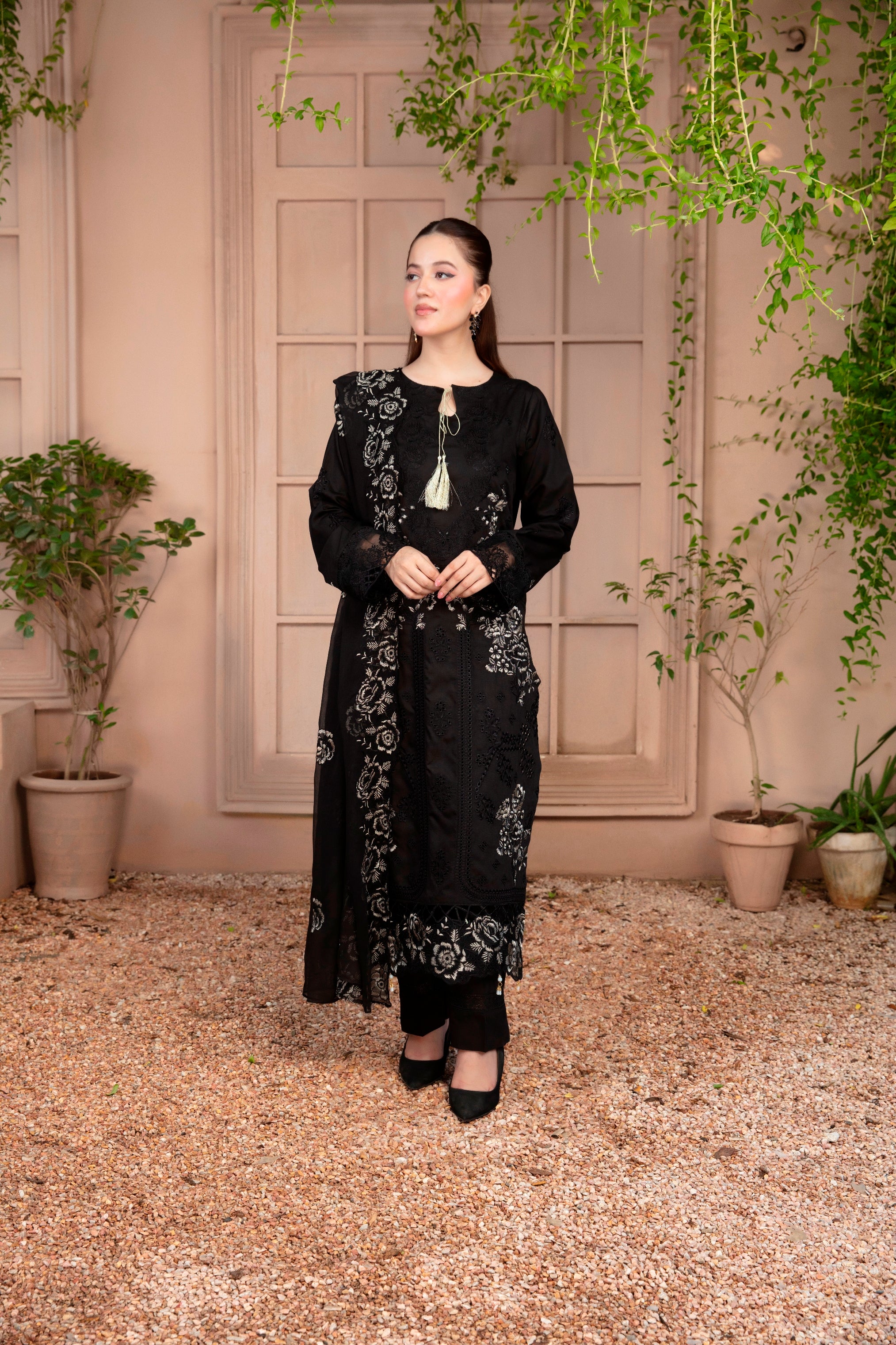 3-Pcs Luxury Embroidery Viscose Suit with Heavy Embroidery  Shirt Bamber Embroidery  Dupatta by Fiza Minahil (SN/1269)