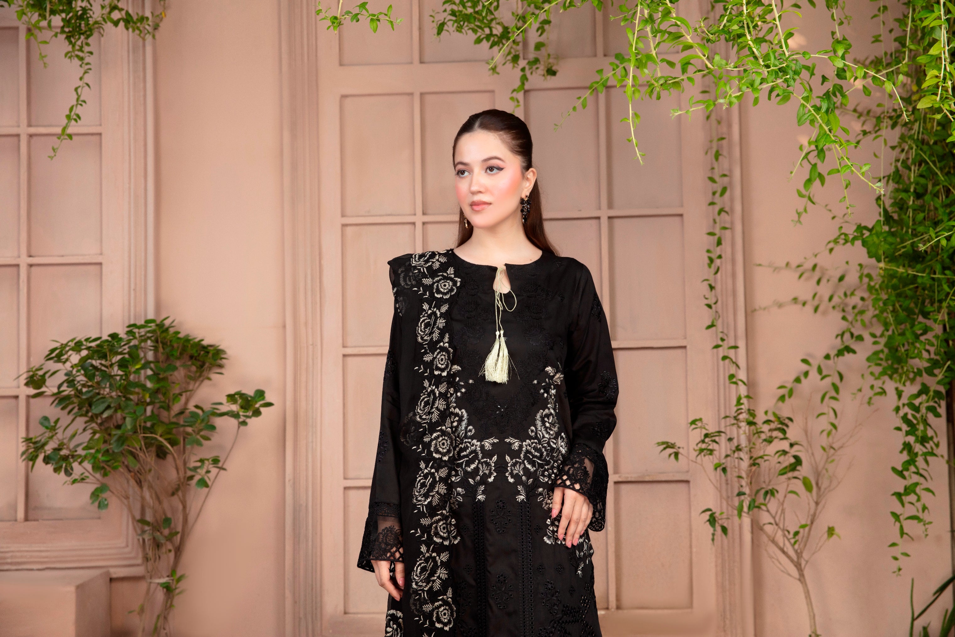 3-Pcs Luxury Embroidery Viscose Suit with Heavy Embroidery  Shirt Bamber Embroidery  Dupatta by Fiza Minahil (SN/1269)