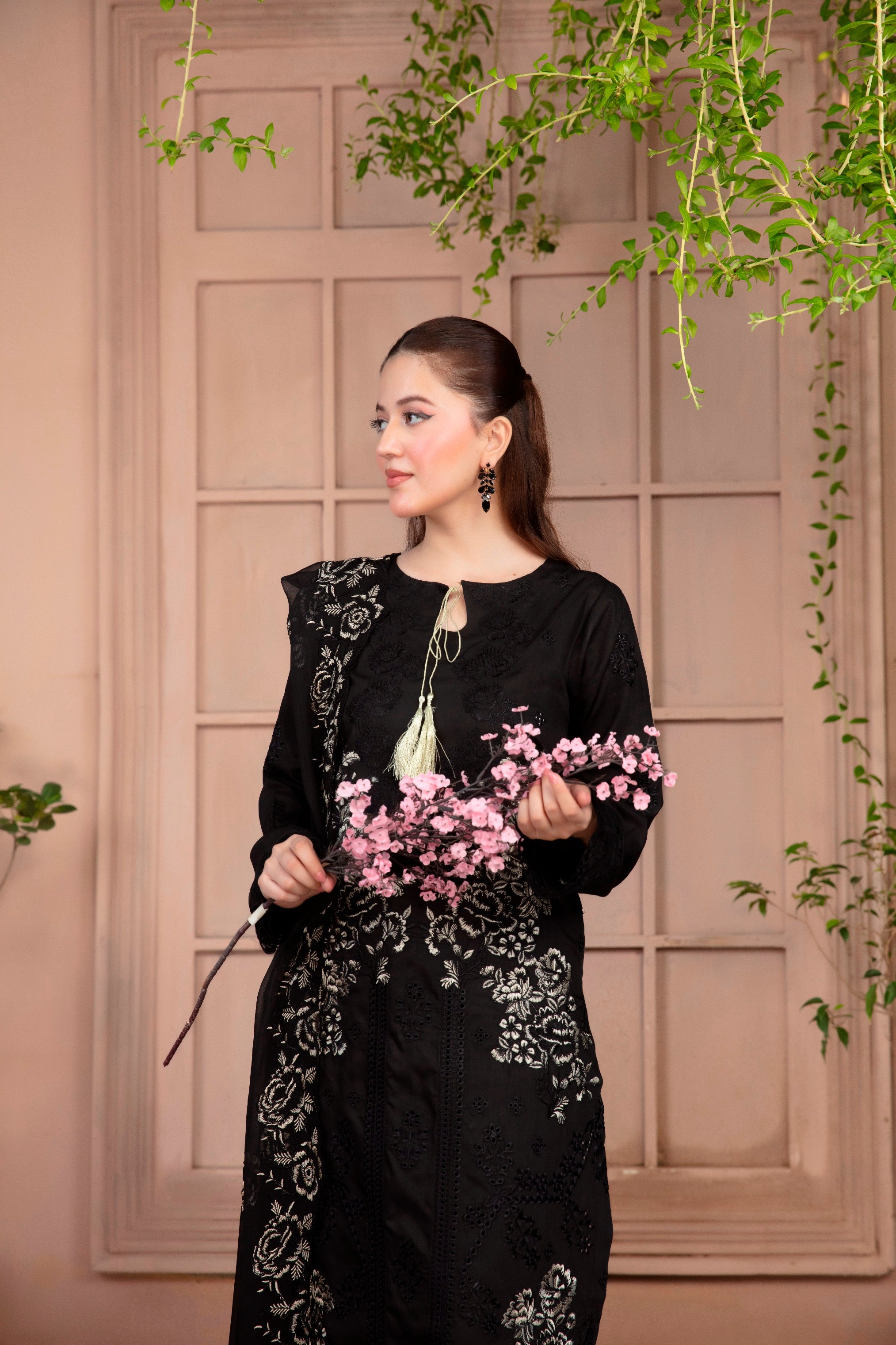 3-Pcs Luxury Embroidery Viscose Suit with Heavy Embroidery  Shirt Bamber Embroidery  Dupatta by Fiza Minahil (SN/1269)