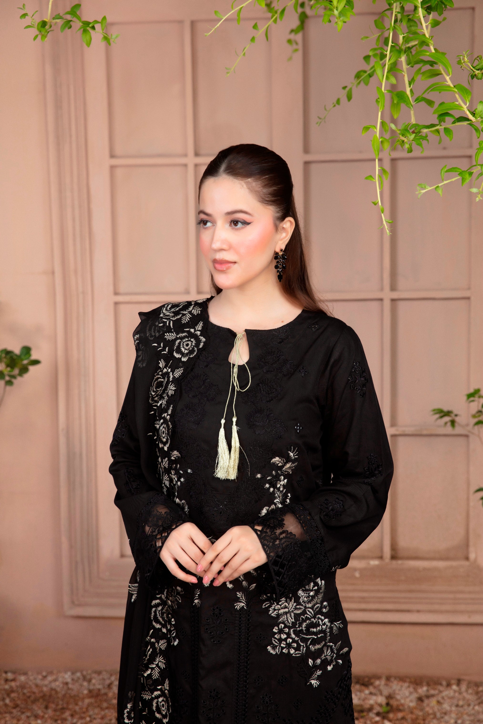 3-Pcs Luxury Embroidery Viscose Suit with Heavy Embroidery  Shirt Bamber Embroidery  Dupatta by Fiza Minahil (SN/1269)