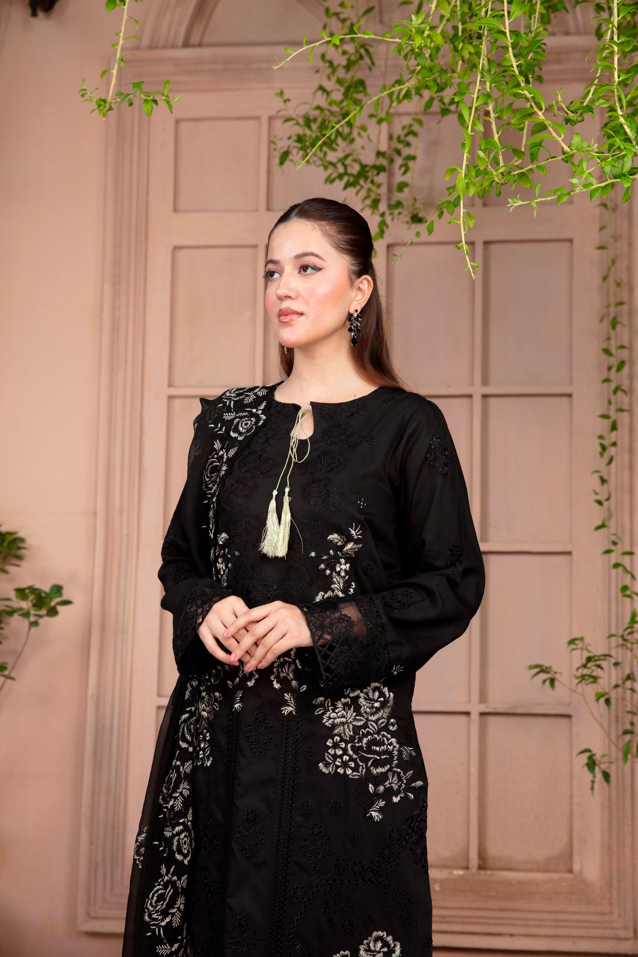 3-Pcs Luxury Embroidery Viscose Suit with Heavy Embroidery  Shirt Bamber Embroidery  Dupatta by Fiza Minahil (SN/1269)