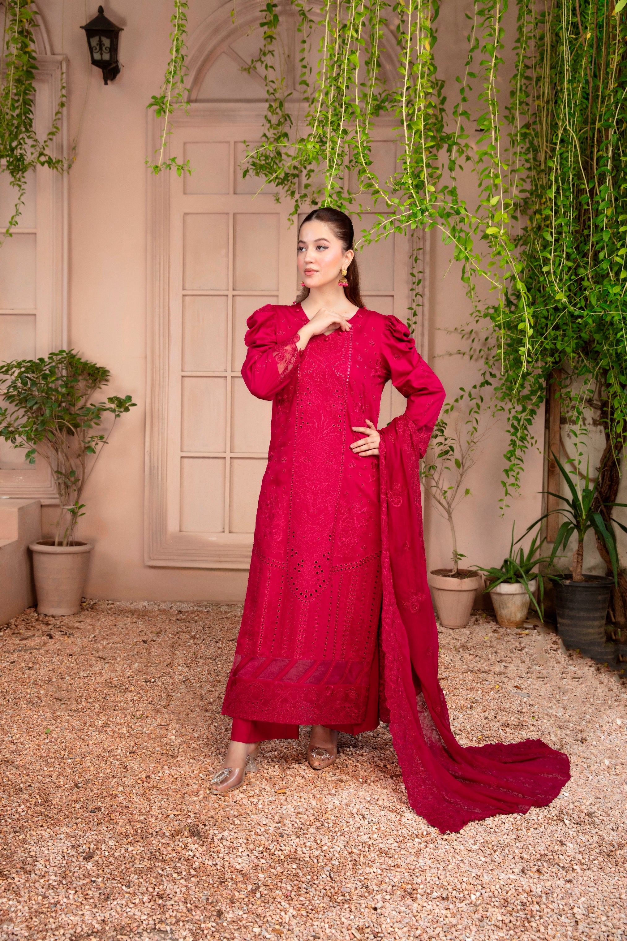 3-Pcs Luxury Embroidery Viscose Suit with Heavy Embroidery  Shirt Bamber Embroidery  Dupatta by Fiza Minahil (SN/1278)