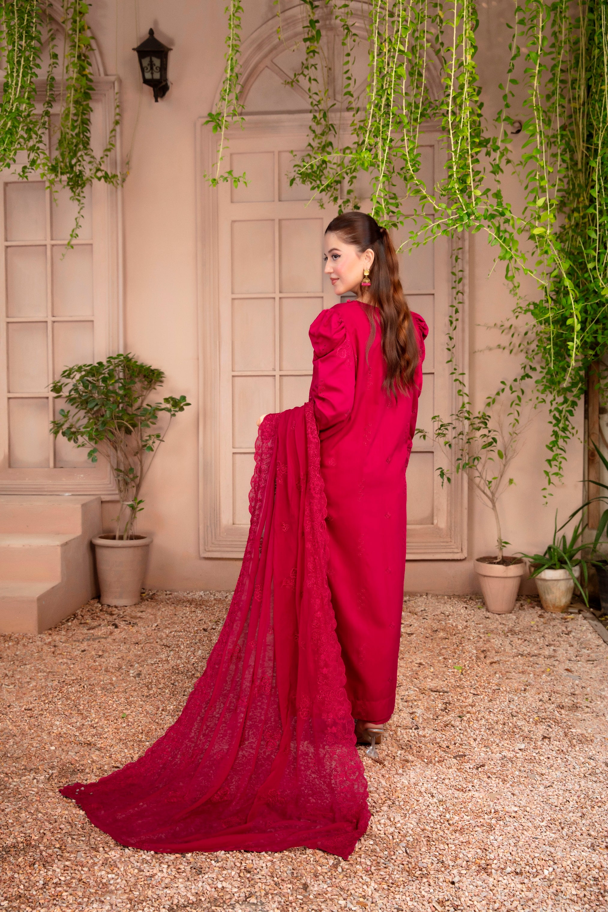 3-Pcs Luxury Embroidery Viscose Suit with Heavy Embroidery  Shirt Bamber Embroidery  Dupatta by Fiza Minahil (SN/1278)