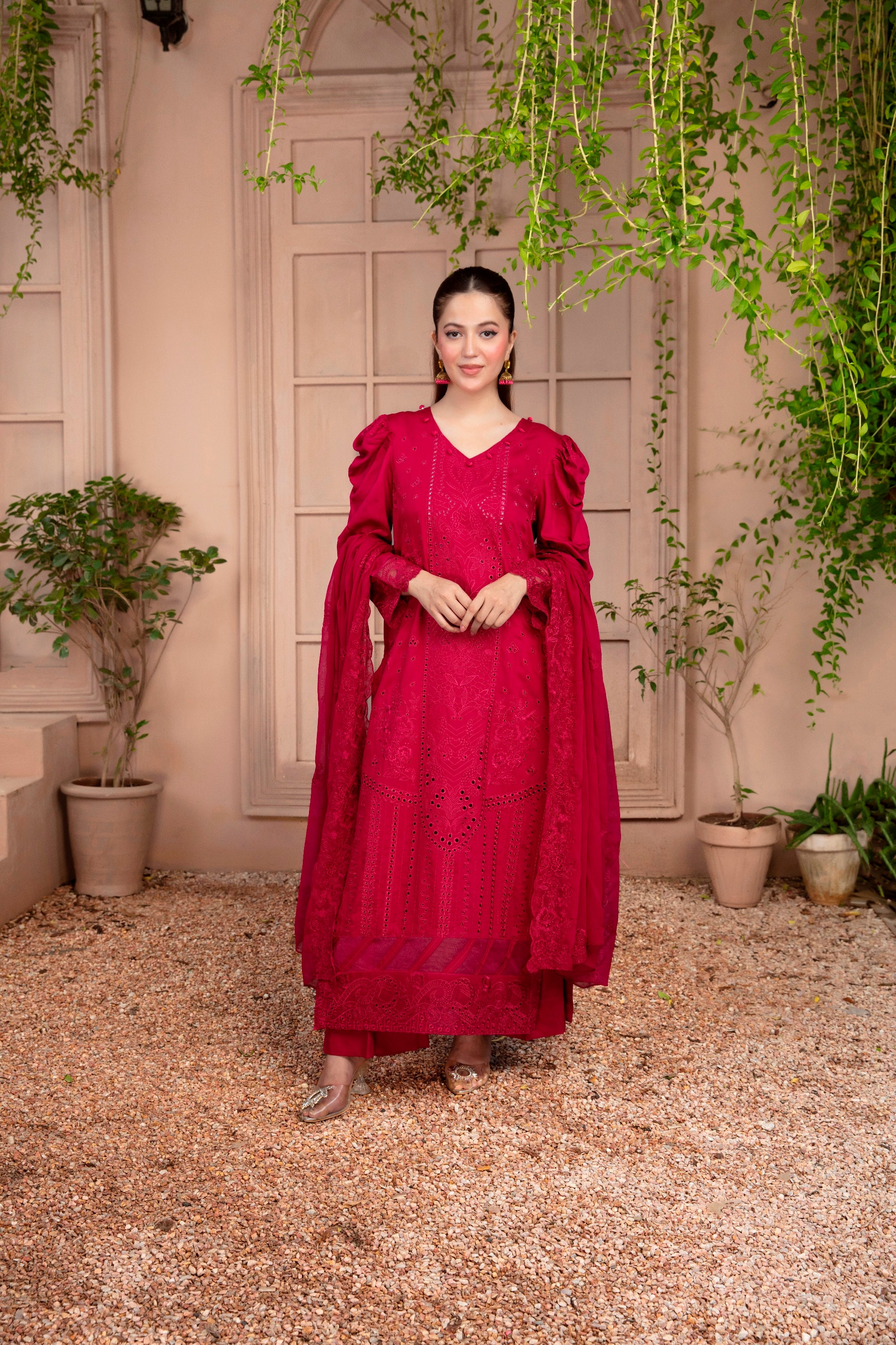 3-Pcs Luxury Embroidery Viscose Suit with Heavy Embroidery  Shirt Bamber Embroidery  Dupatta by Fiza Minahil (SN/1278)
