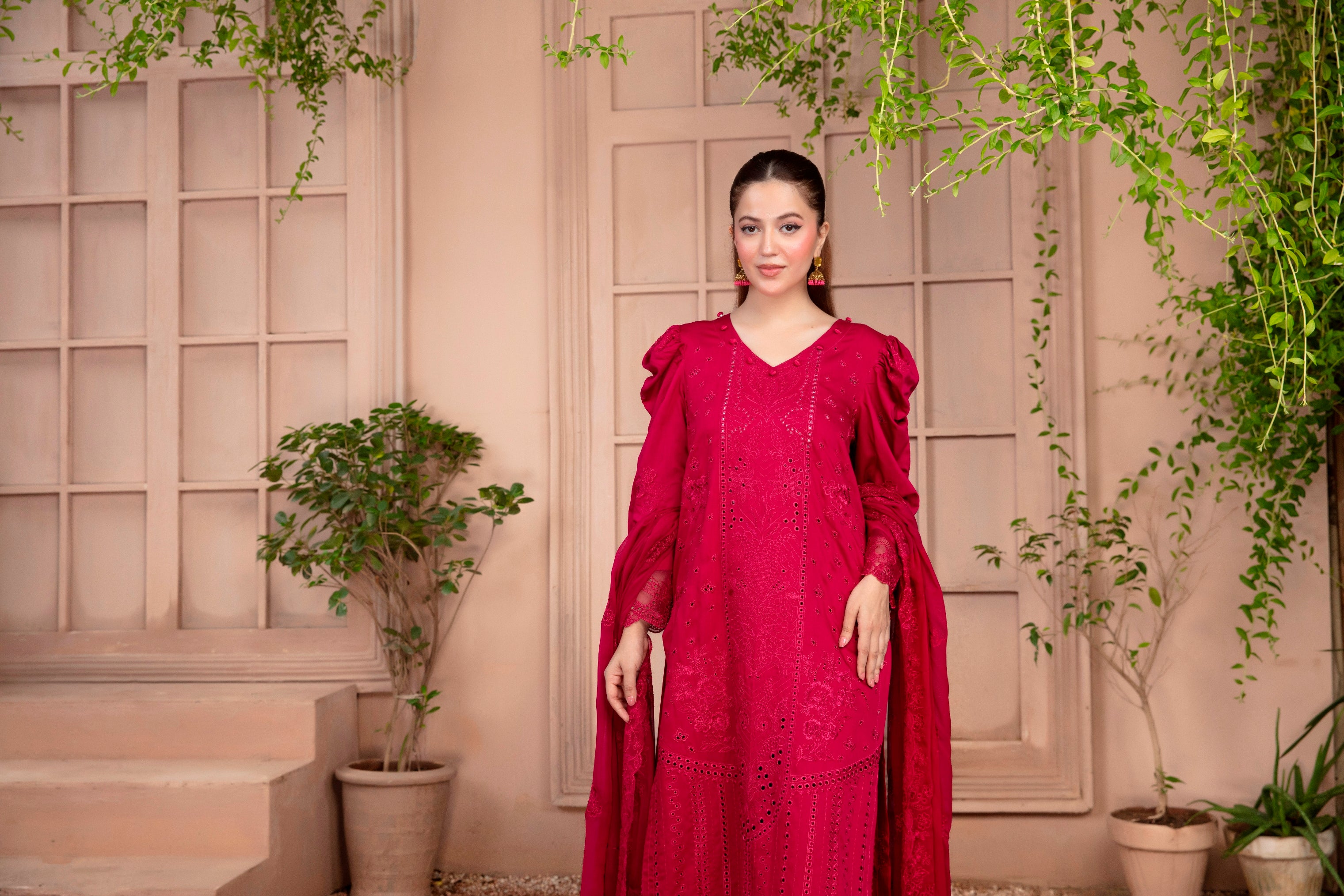 3-Pcs Luxury Embroidery Viscose Suit with Heavy Embroidery  Shirt Bamber Embroidery  Dupatta by Fiza Minahil (SN/1278)