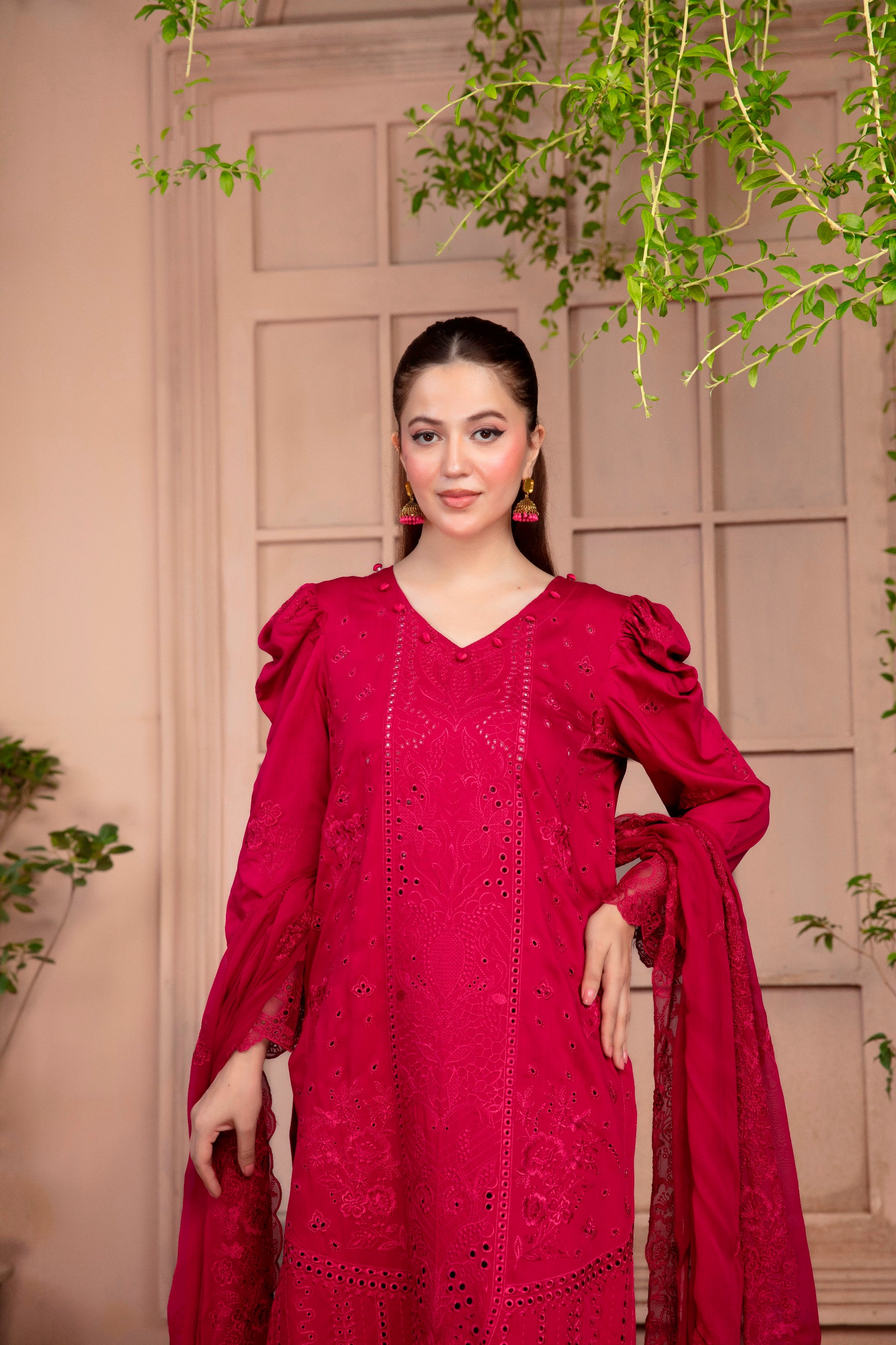 3-Pcs Luxury Embroidery Viscose Suit with Heavy Embroidery  Shirt Bamber Embroidery  Dupatta by Fiza Minahil (SN/1278)