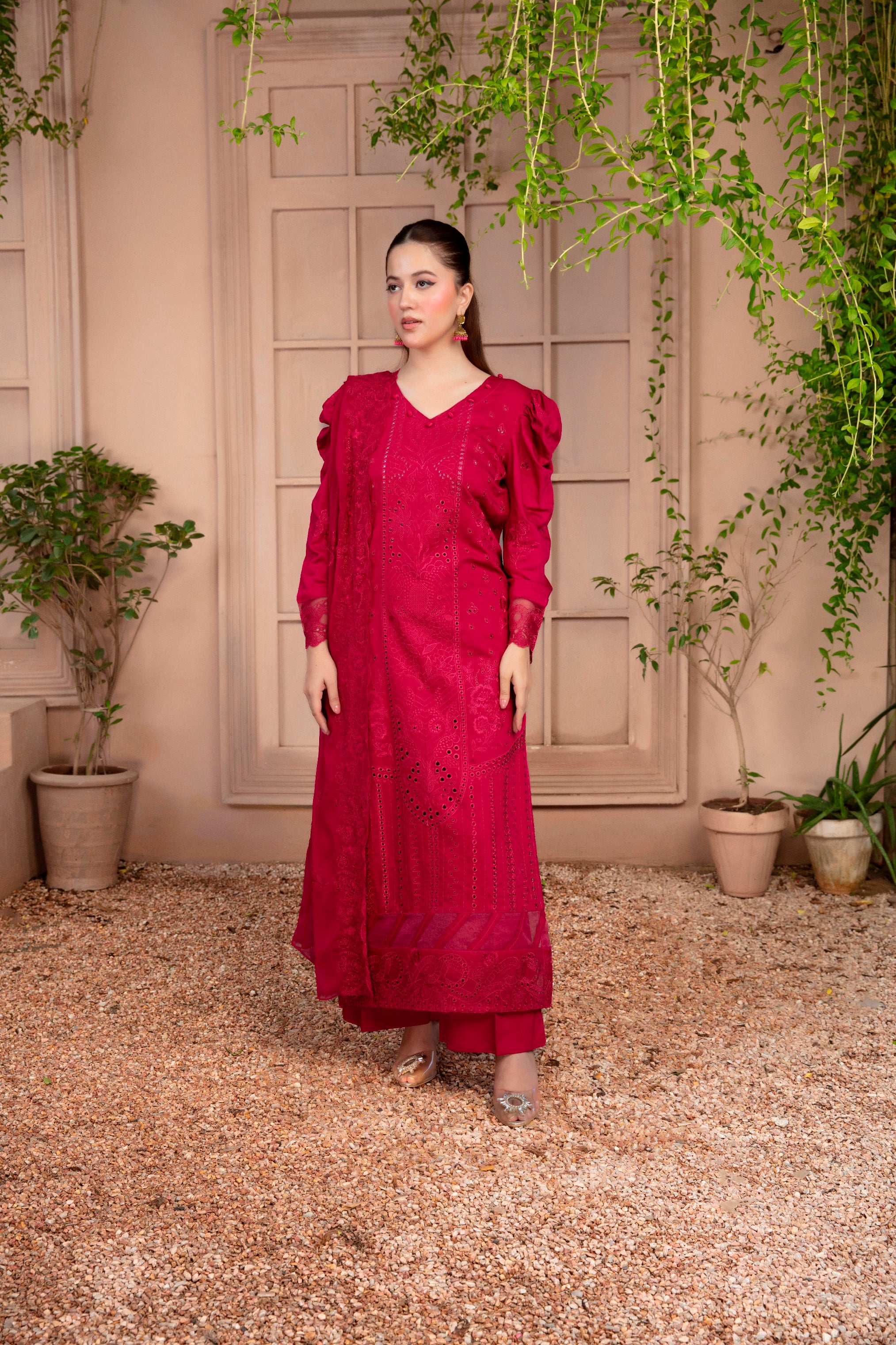 3-Pcs Luxury Embroidery Viscose Suit with Heavy Embroidery  Shirt Bamber Embroidery  Dupatta by Fiza Minahil (SN/1278)