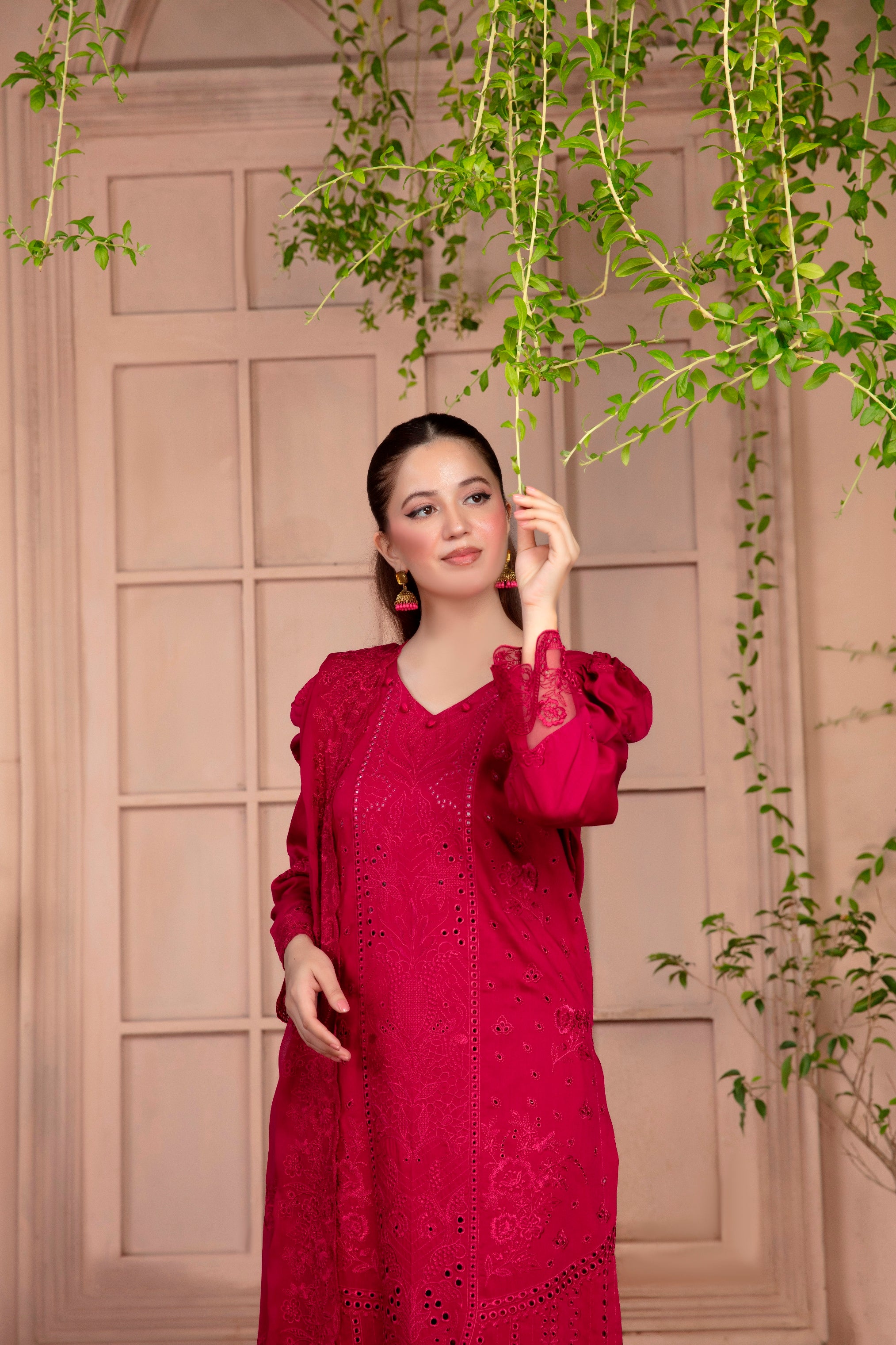 3-Pcs Luxury Embroidery Viscose Suit with Heavy Embroidery  Shirt Bamber Embroidery  Dupatta by Fiza Minahil (SN/1278)