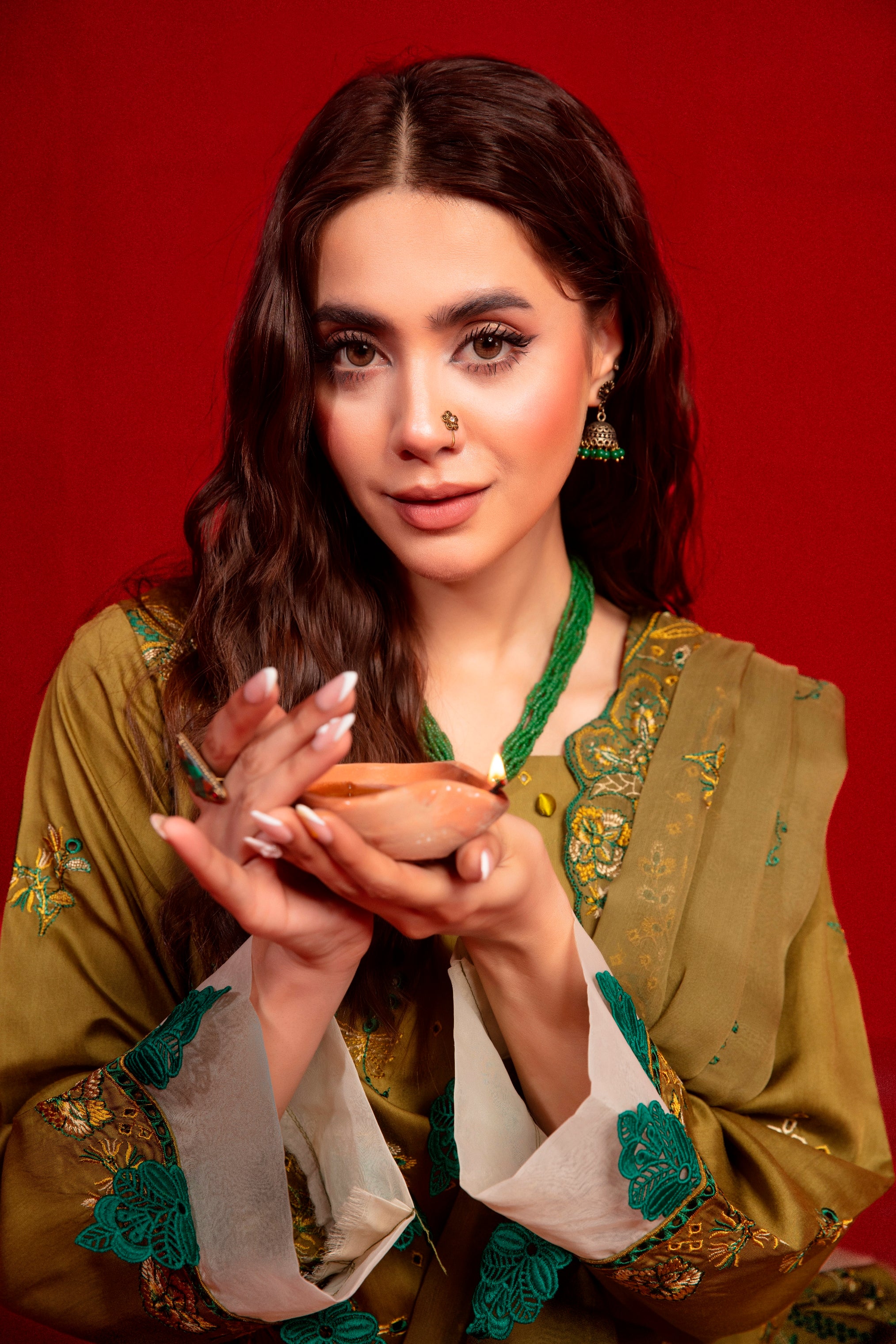 3-Pcs Luxury Embroidery Viscose Suit with Heavy Embroidery  Shirt Bamber Embroidery  Dupatta by Fiza Minahil (SN/128)