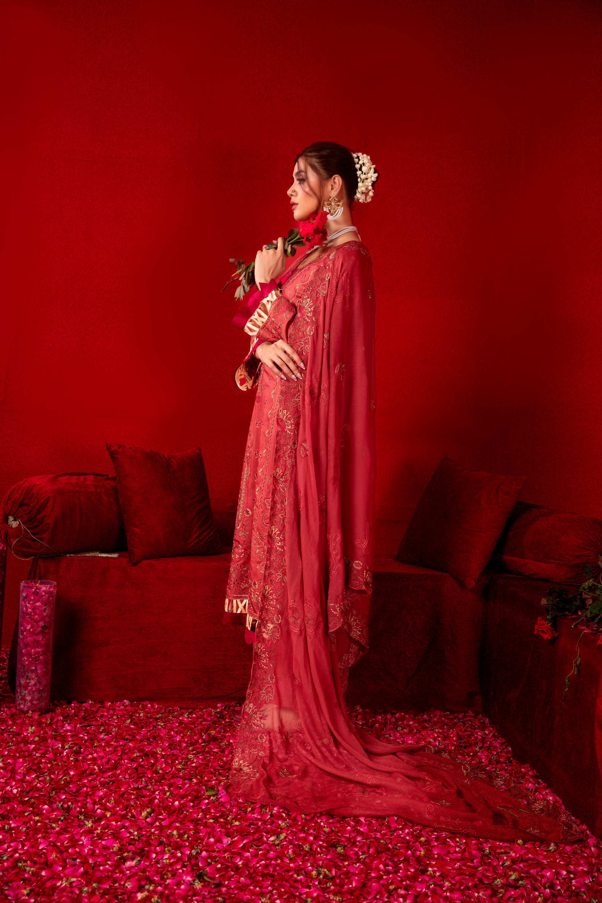 3-Pcs Luxury Embroidery Viscose Suit with Heavy Embroidery  Shirt Bamber Embroidery  Dupatta by Fiza Minahil (SN/1290)