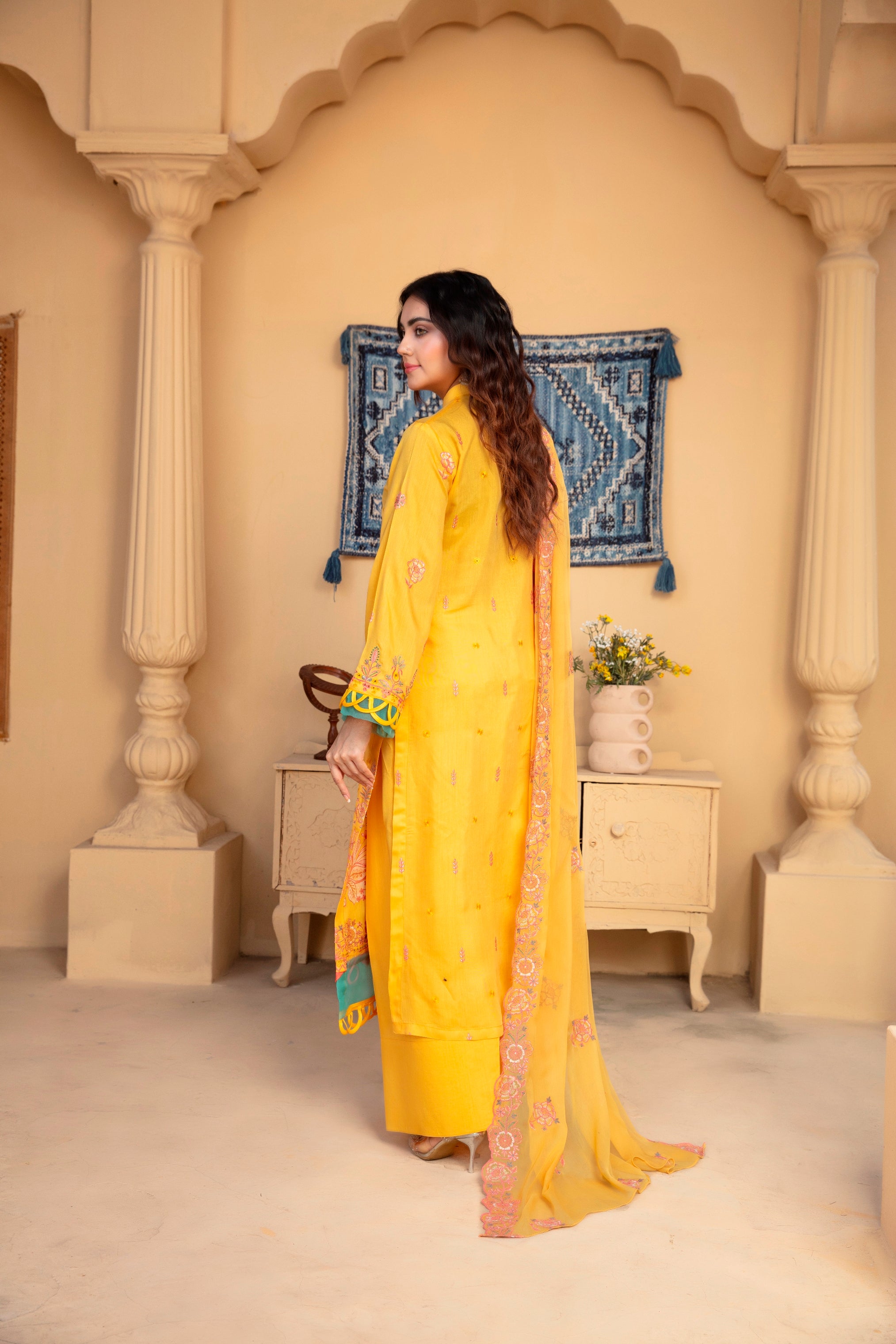 3-Pcs Luxury Embroidery Viscose Suit with Heavy Embroidery  Shirt Bamber Embroidery  Dupatta by Fiza Minahil (SN/1293.K)