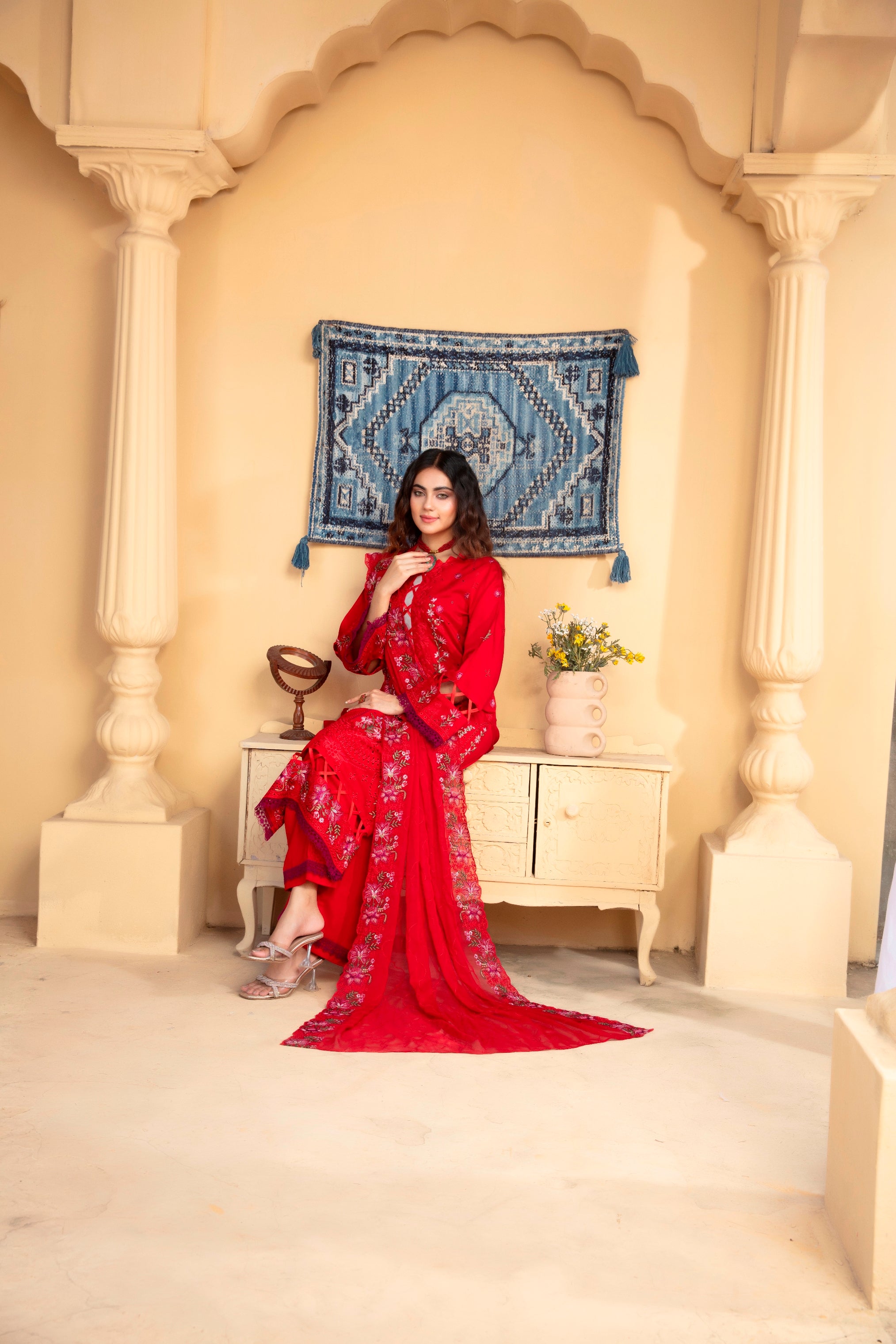 3-Pcs Luxury Embroidery Viscose Suit with Heavy Embroidery  Shirt Bamber Embroidery  Dupatta by Fiza Minahil (SN/1293.L)